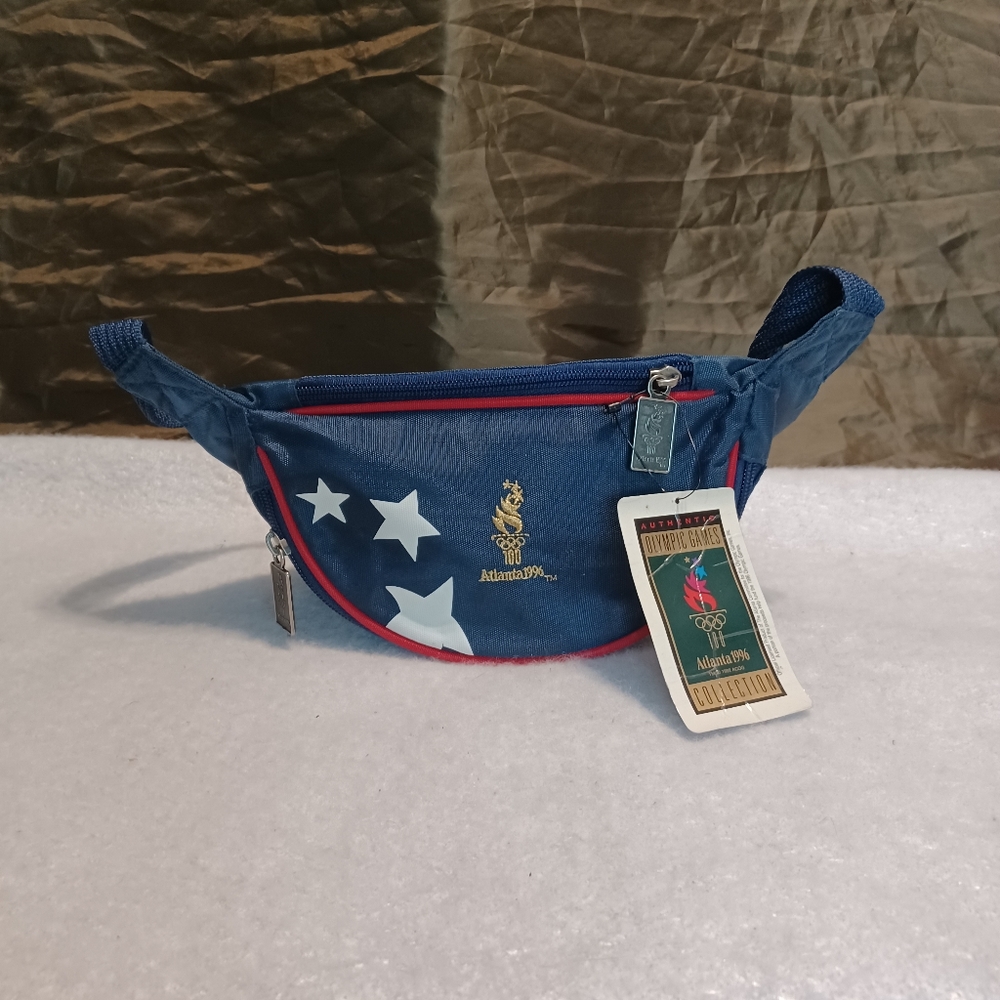 Vintage OLYMPICS Fanny Pack Blue White Red Adjustable 1996 Atlanta Olympics NWT